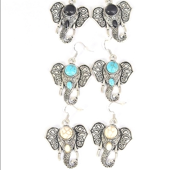 Silver Large White Stone Elephant dangle Earrings cute trendy  Fashion J… - Picture 8 of 10